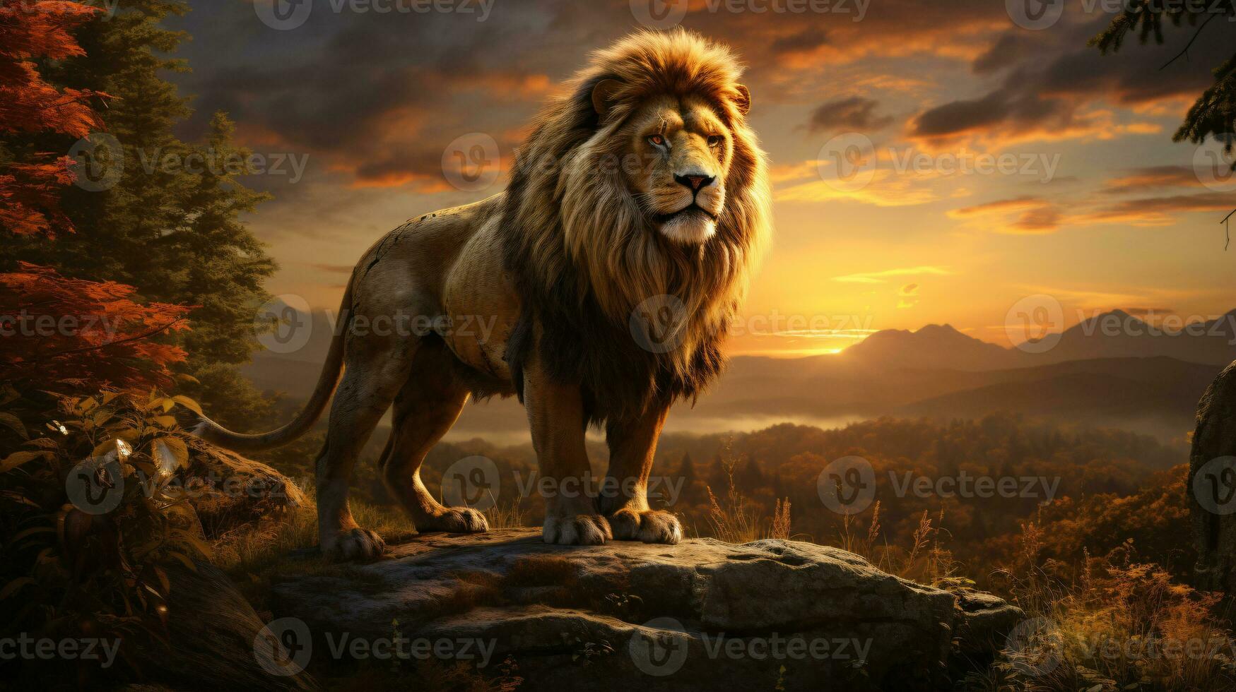 AI generated View of a wild lion photo