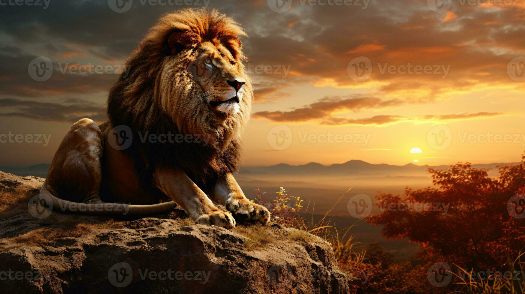 AI generated View of a wild lion photo