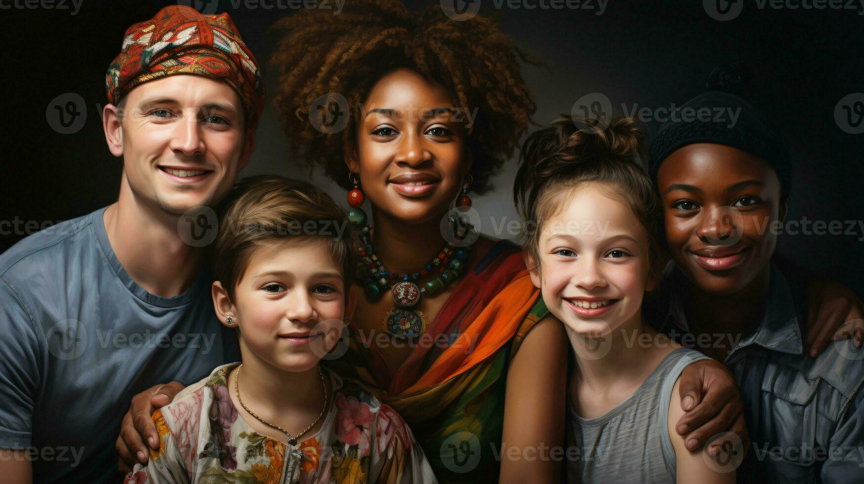 AI generated group of people from different cultural backgrounds photo