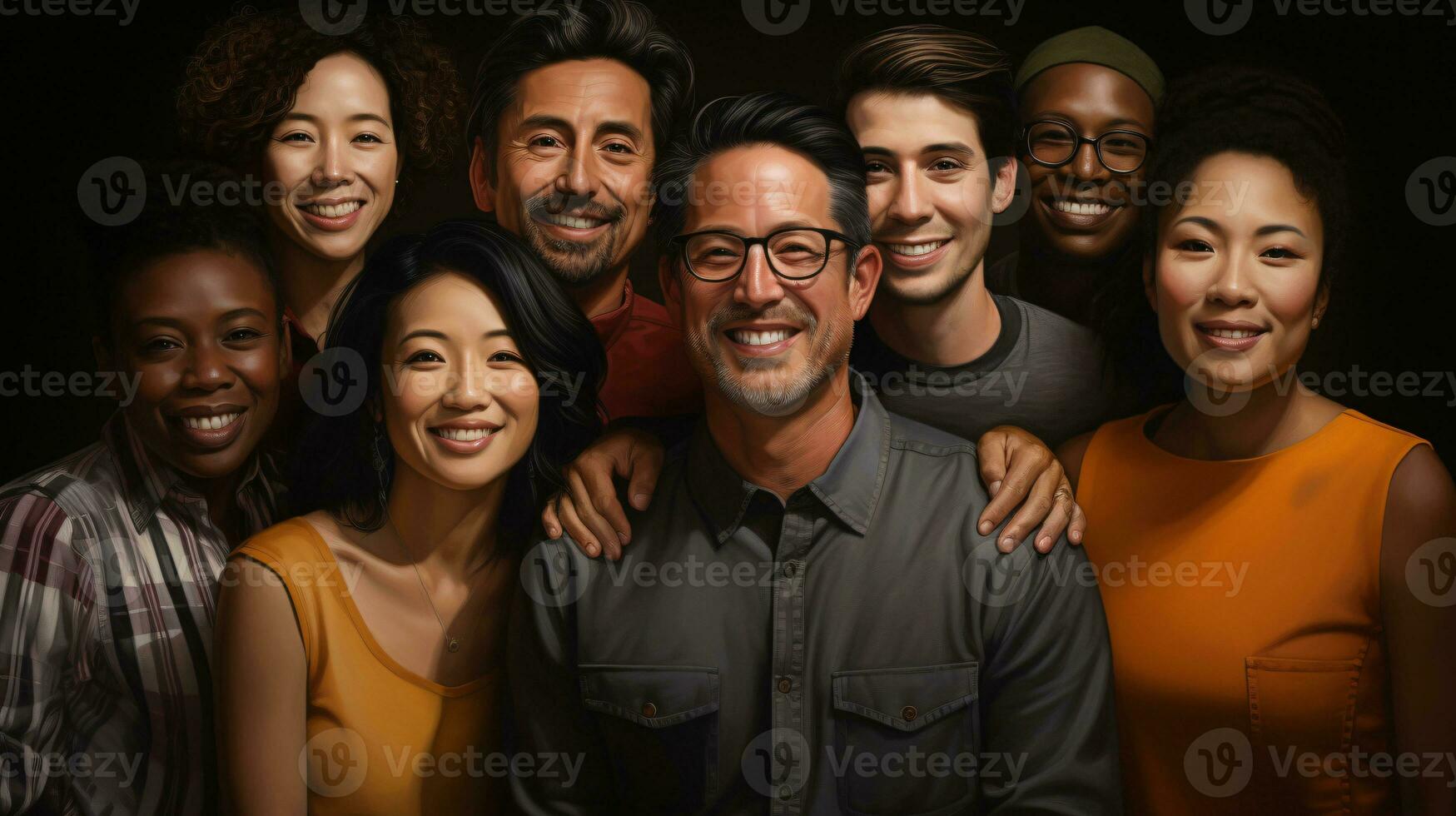AI generated group of people from different cultural backgrounds photo