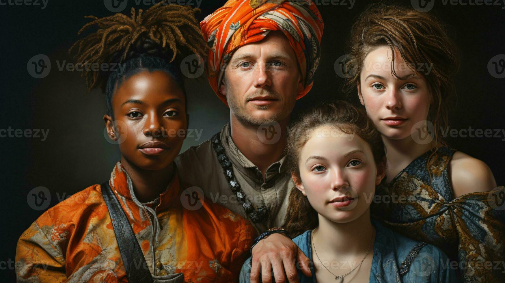 AI generated group of people from different cultural backgrounds photo
