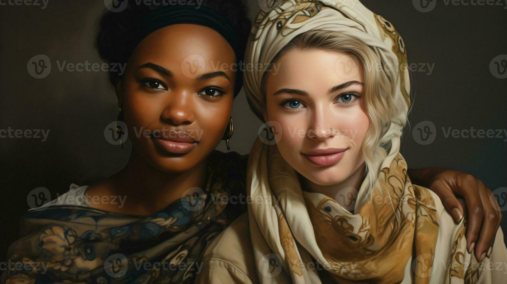 AI generated group of people from different cultural backgrounds photo