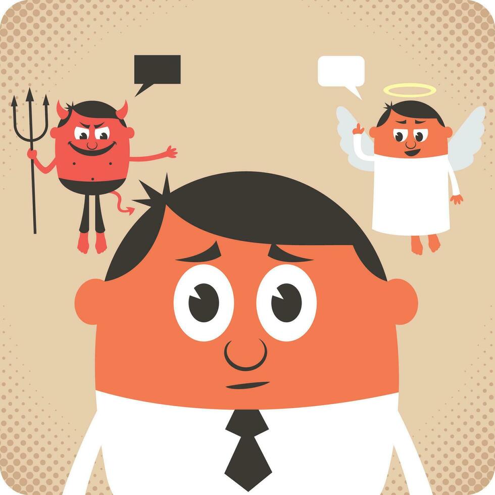 Conscience  Cartoon Concept vector
