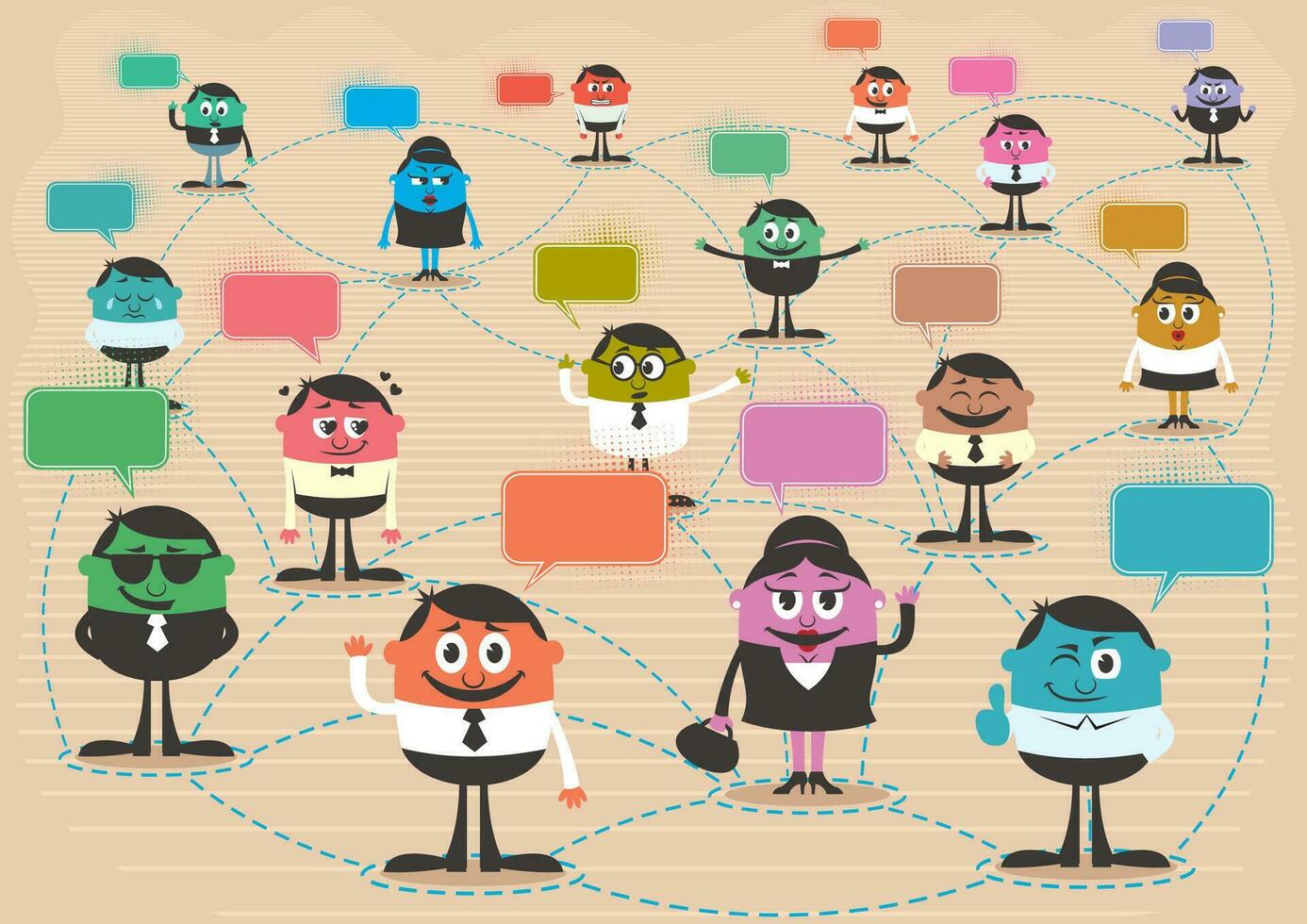 Social Network Cartoon Concept vector