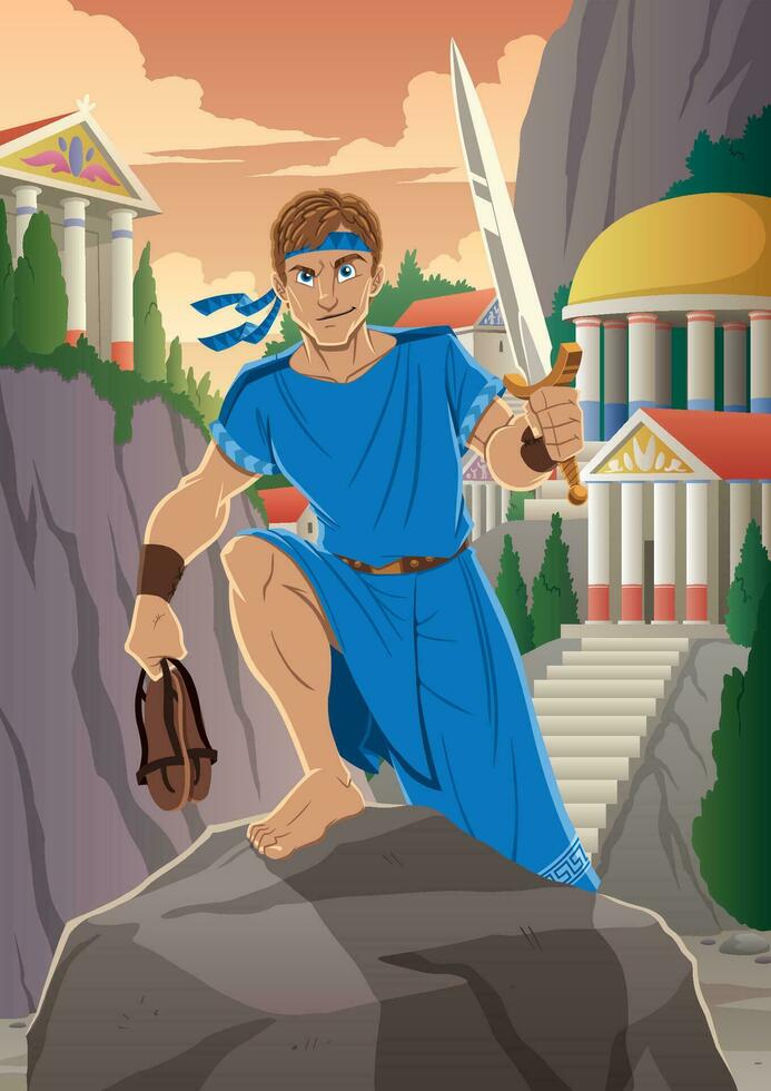 Teseo griego héroe vector
