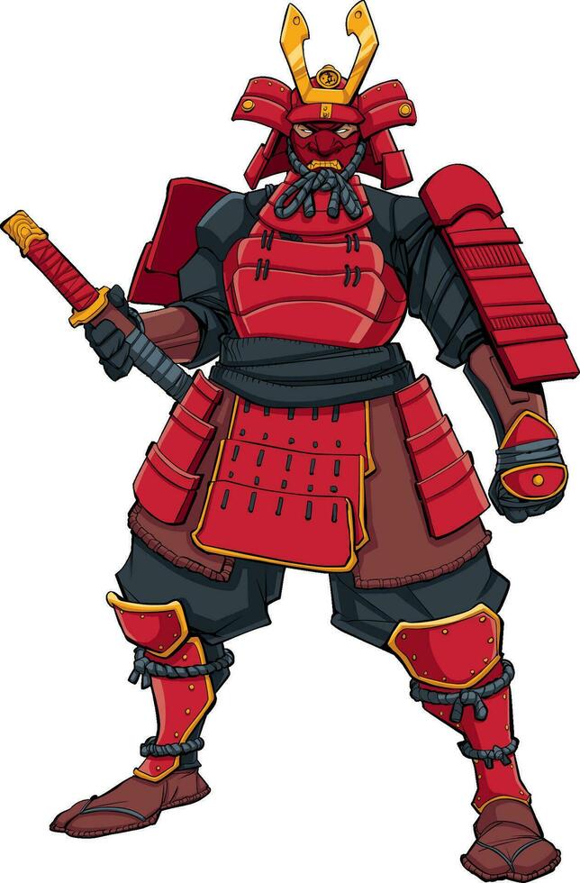 samurai guerrero rojo vector