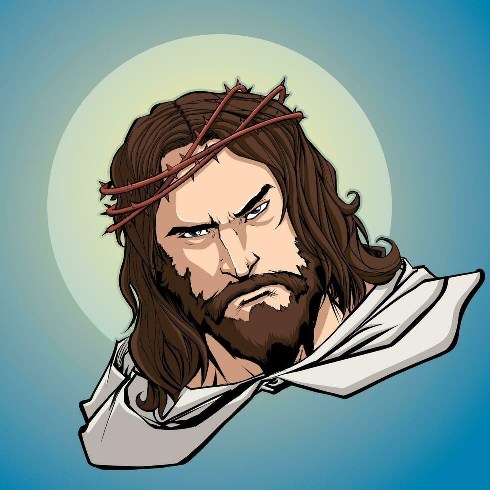 Jesús retrato icono vector