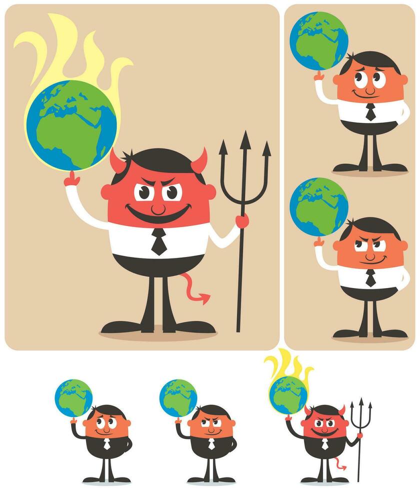 Owning Earth Cartoon Set vector