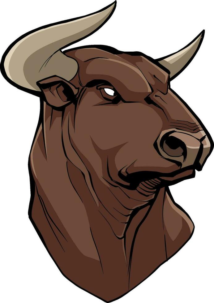 Bull Head on White vector