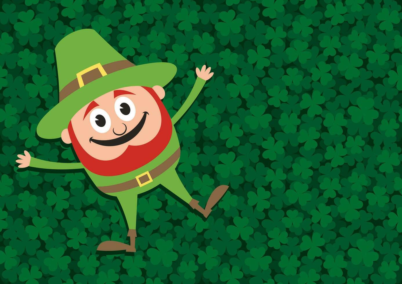 Happy Leprechaun on Clovers vector