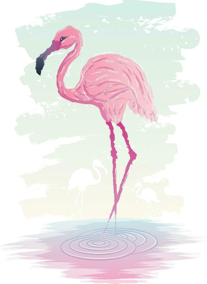 Flamingo Watercolor Painting vector