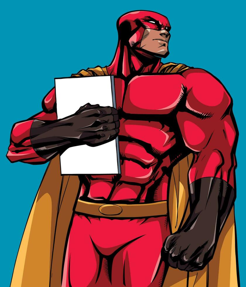Superhero Holding Book vector