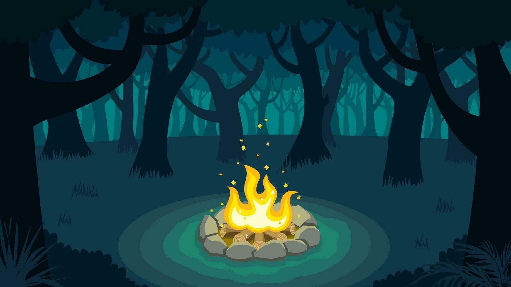 Forest Campfire Landscape vector