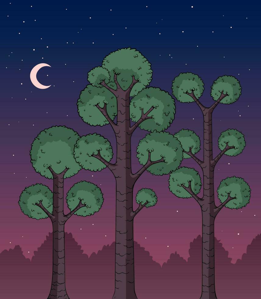 bosque de noche vector