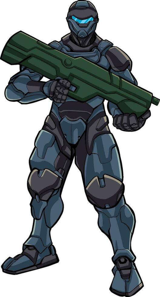 Futuristic Soldier on White vector