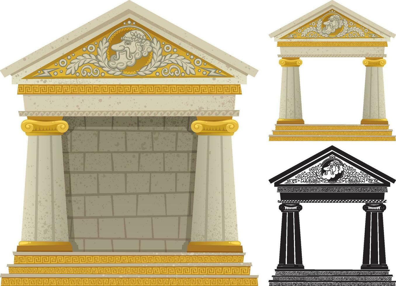 griego templo en blanco vector