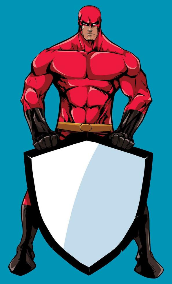 Superhero Holding Shield No Cape vector