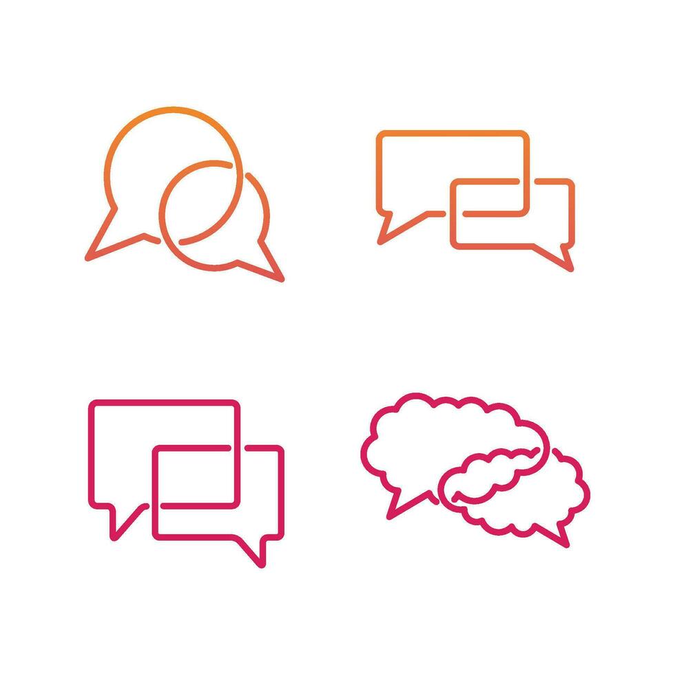 logo bubble chat  talk  message dialog speak  line art icon set vector symbol illustration design