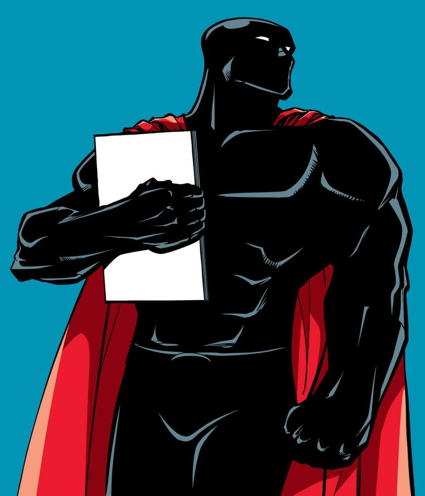 Superhero Holding Book Silhouette vector