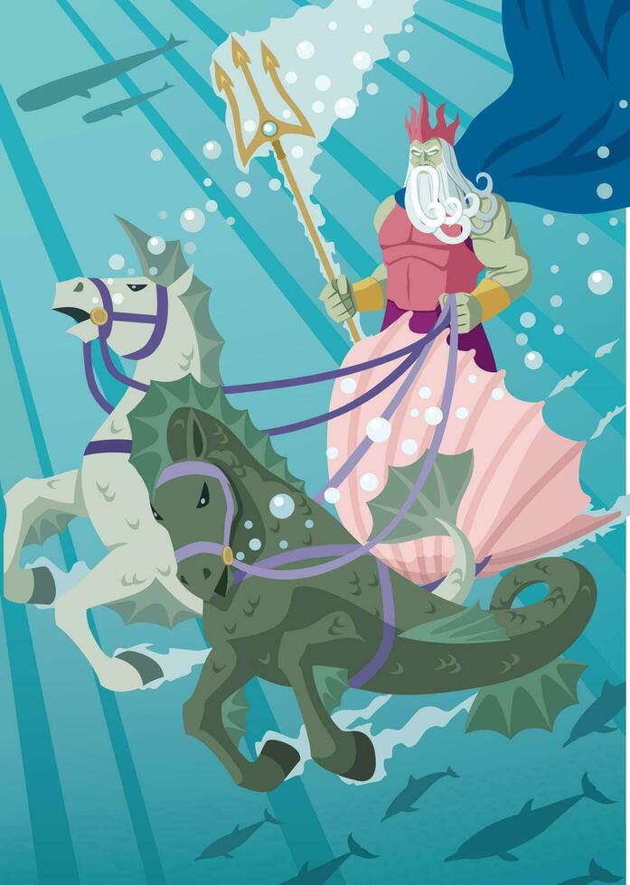 Poseidon Greek God vector