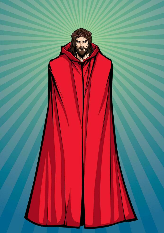 Jesus Superhero Standing Tall vector