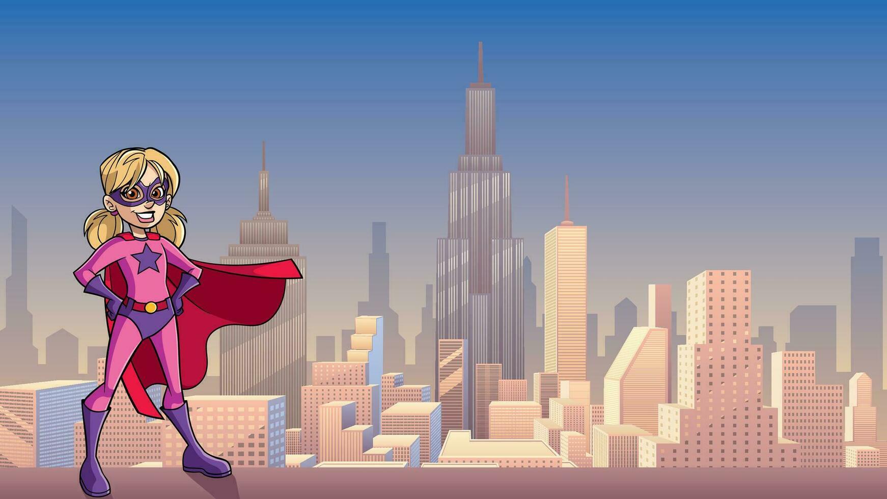 Super Girl City Background vector