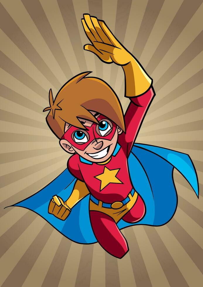 Super Boy Flying Ray Light Background vector