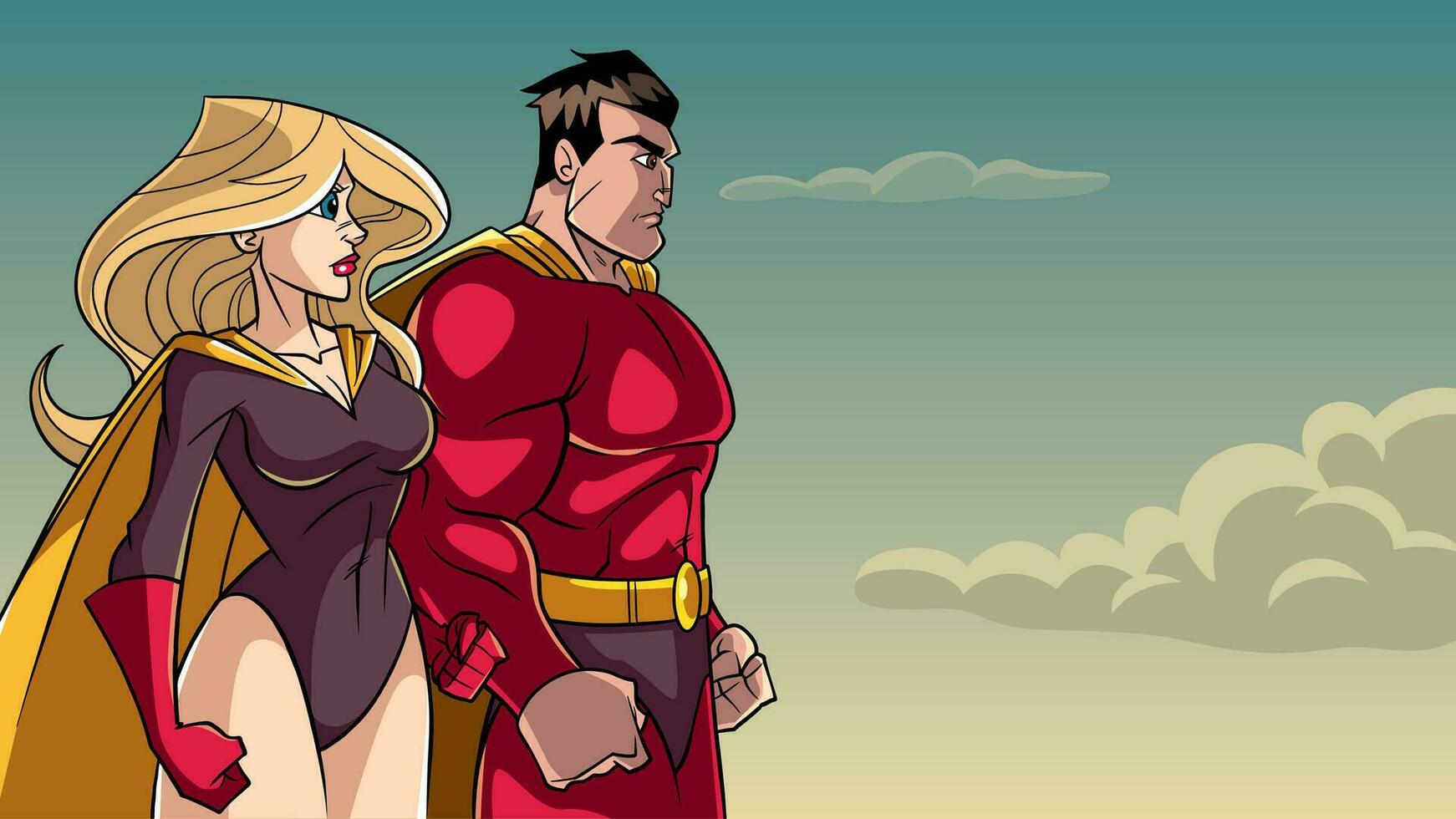 Superhero Couple Standing Together vector