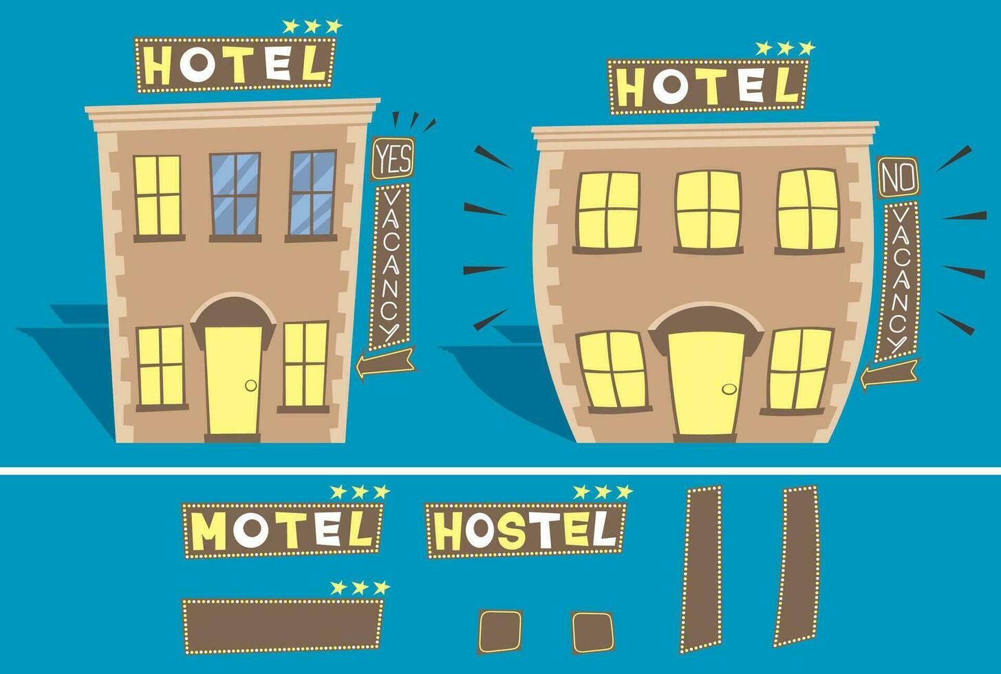 Hotel Cartoon Set vector