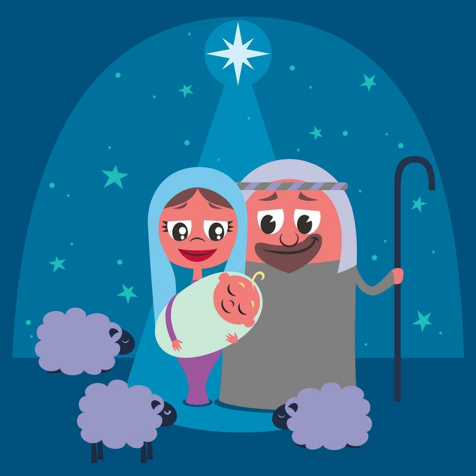 natividad escena dibujos animados vector