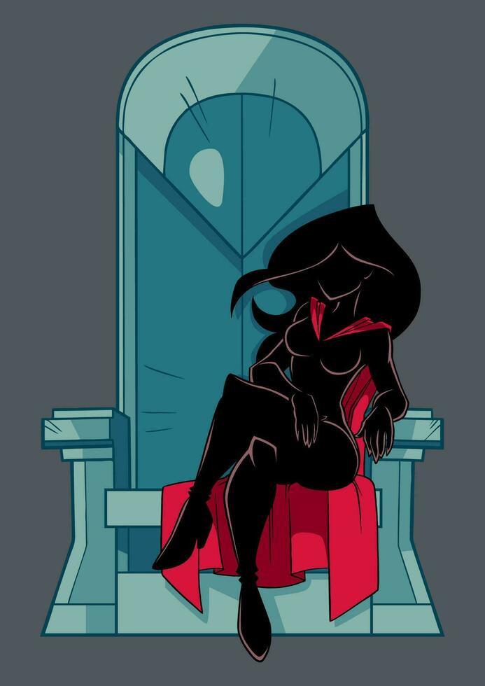 Superheroine on Throne Silhouette vector
