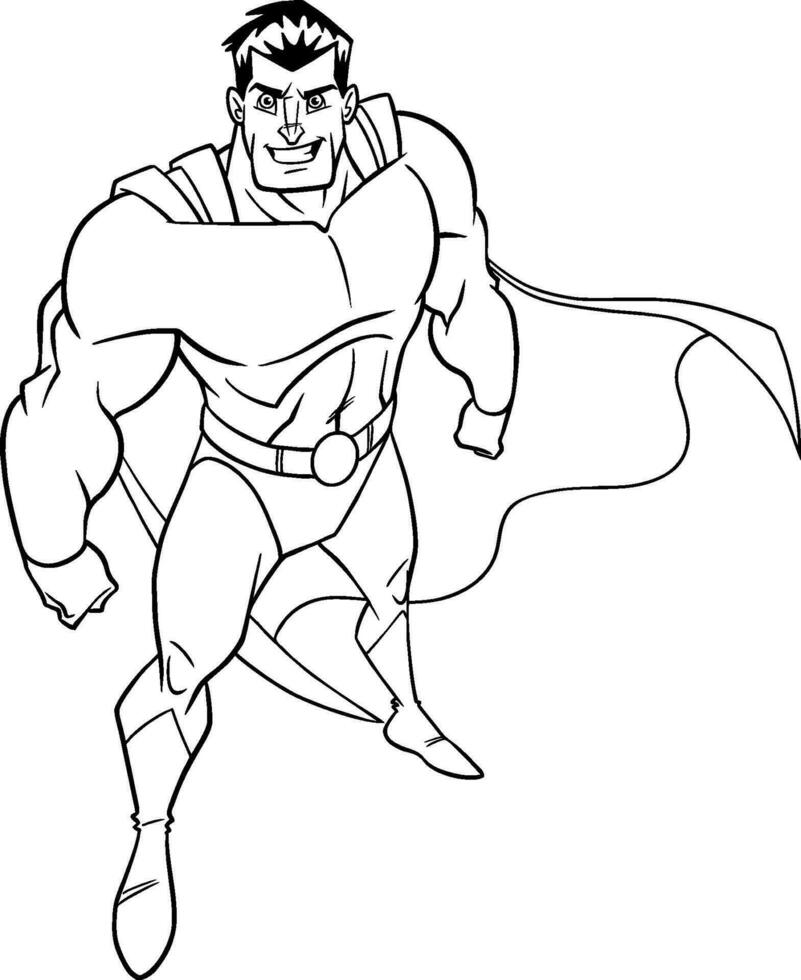 Superhero From Above Line Art vector