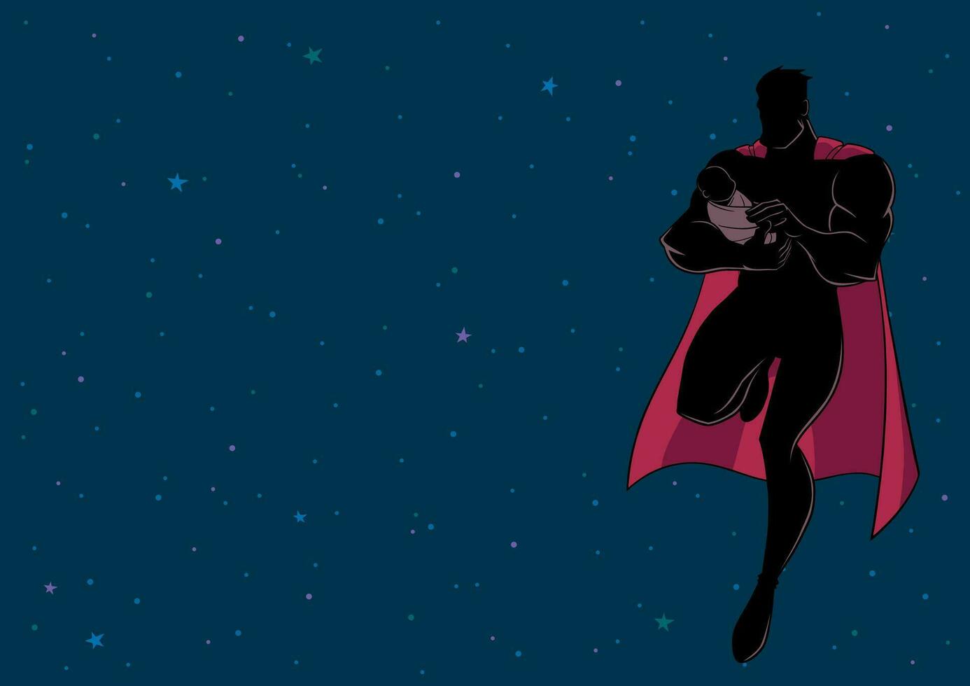 Super Dad with Baby Space Silhouette vector