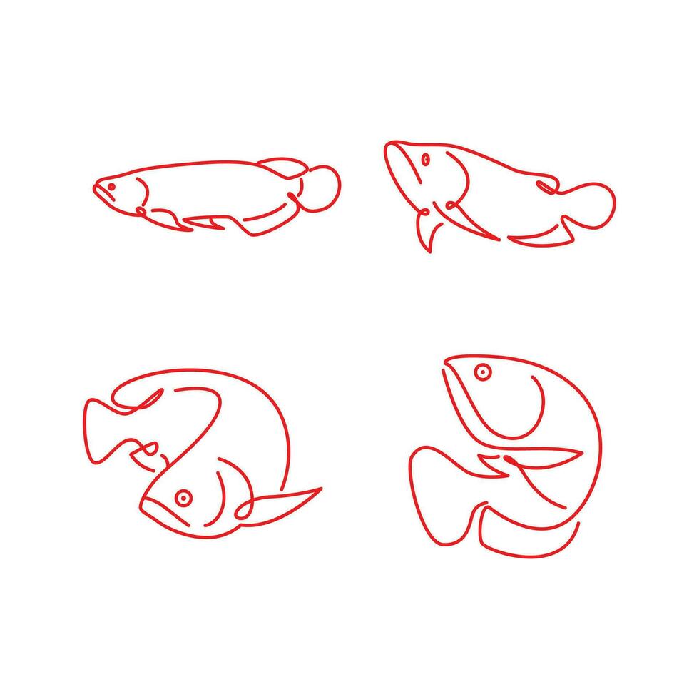 ornamental arowana pescado conjunto icono línea Arte logo vector resumen símbolo ilustración diseño