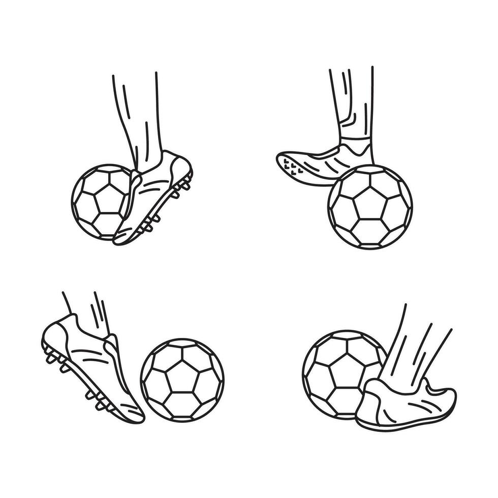 icon set of football  kick  sport line art logo vector symbol illustration design