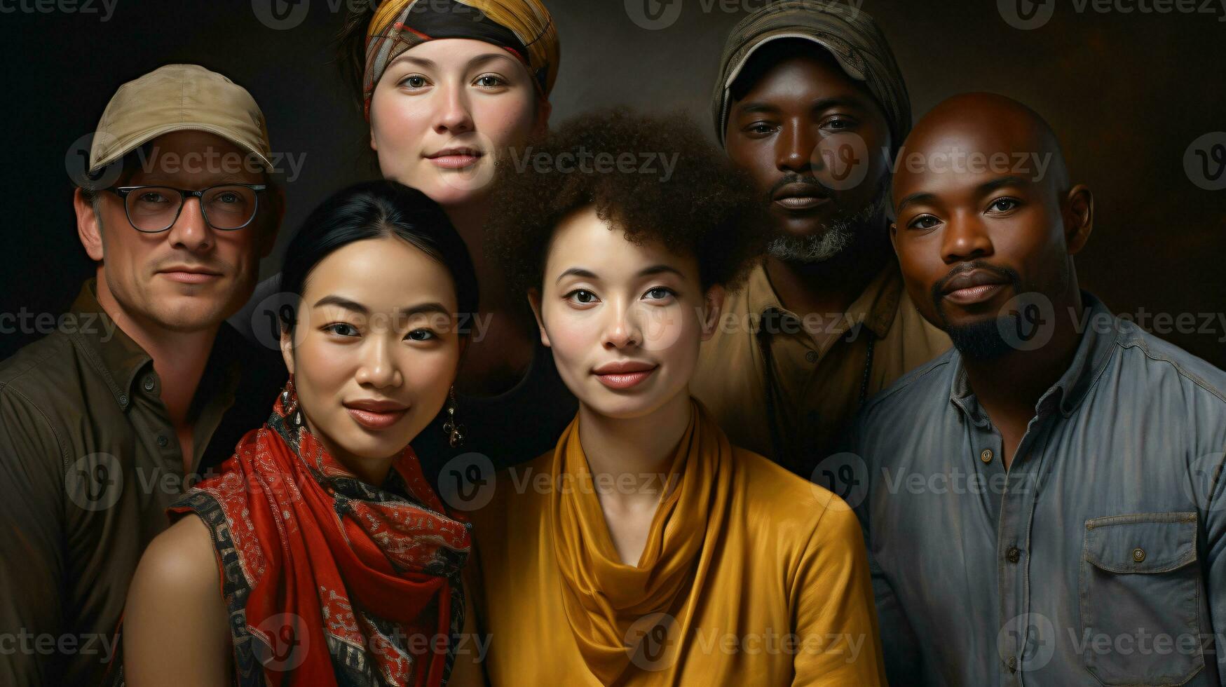 AI generated group of people from different cultural backgrounds photo