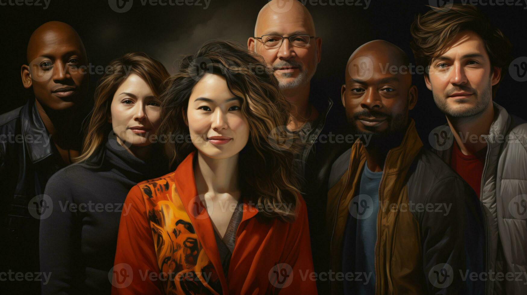 AI generated group of people from different cultural backgrounds photo