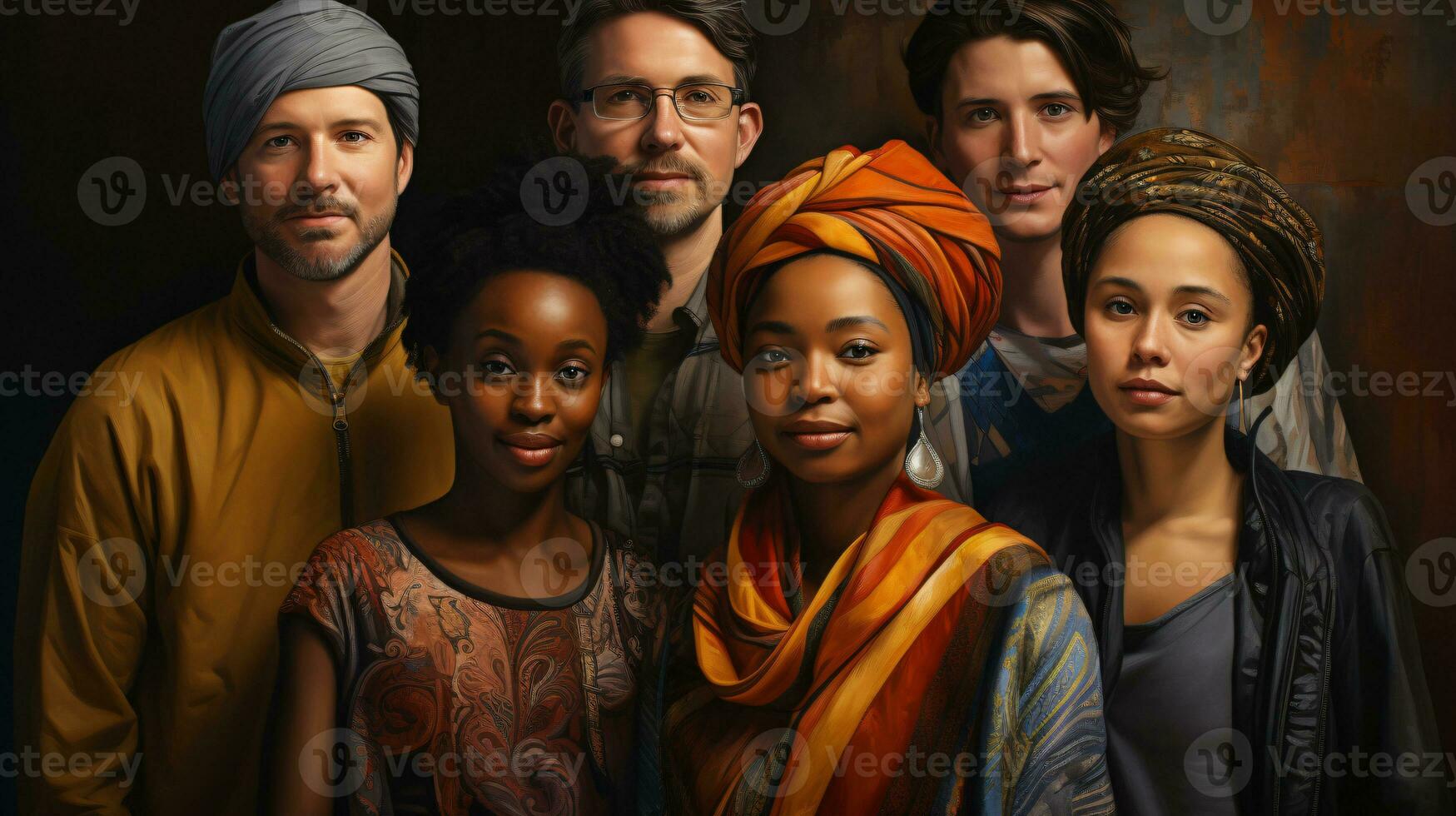 AI generated group of people from different cultural backgrounds photo