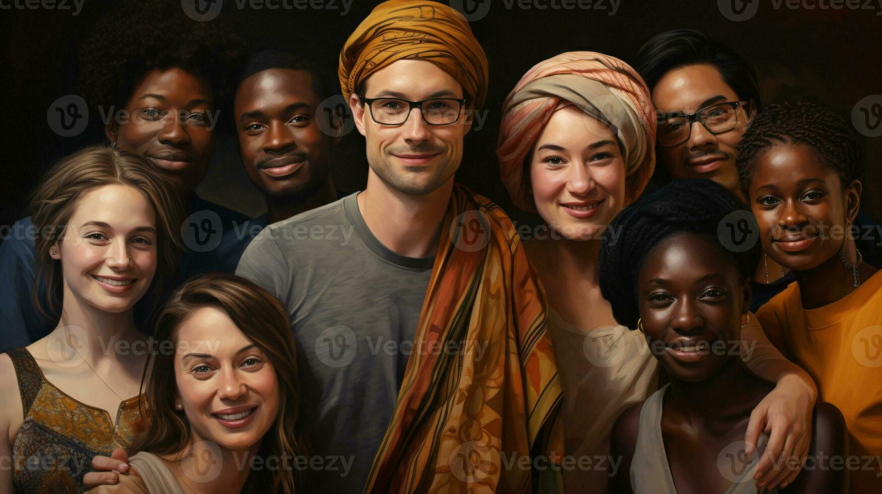 AI generated group of people from different cultural backgrounds photo