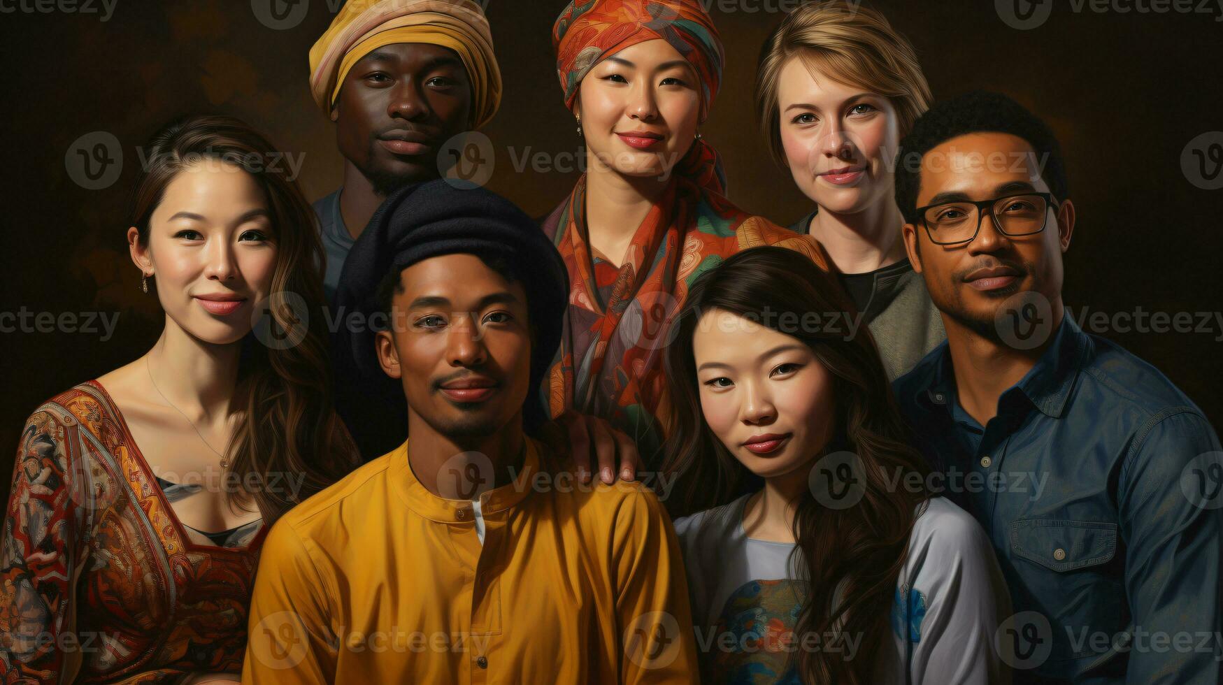 AI generated group of people from different cultural backgrounds photo