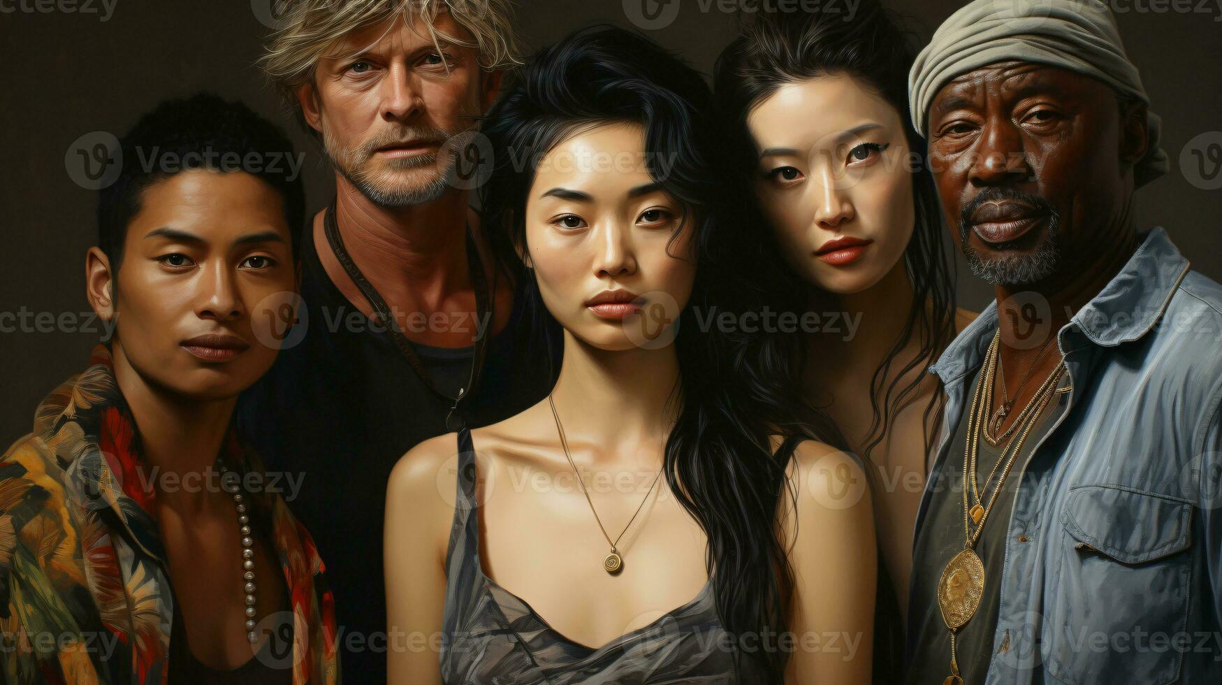 AI generated group of people from different cultural backgrounds photo
