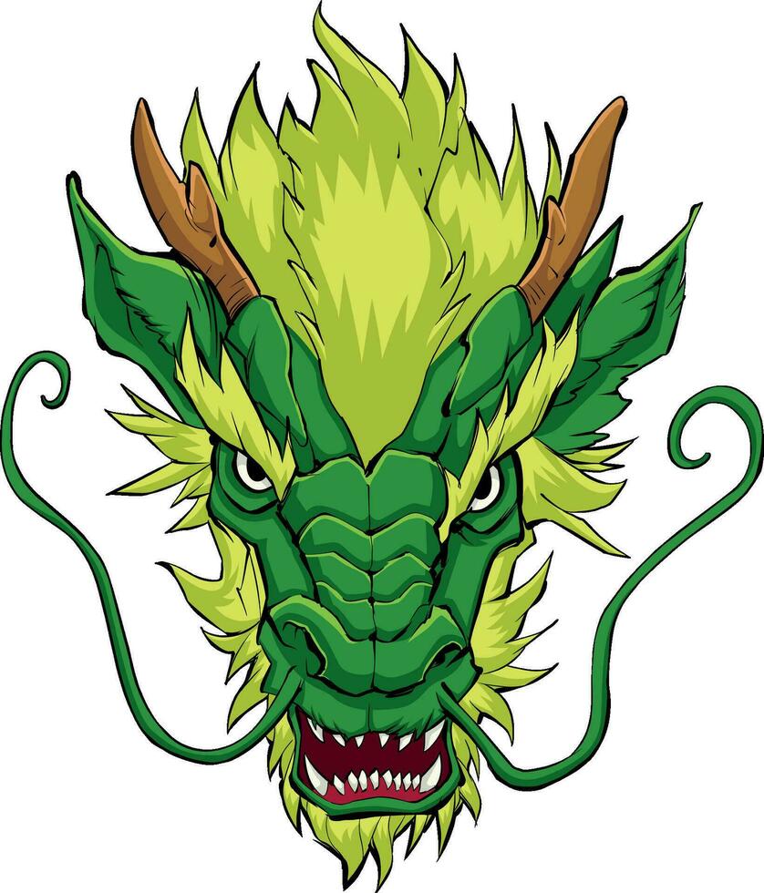 Chinese Dragon Head Green vector
