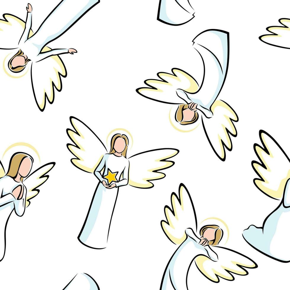 Angels Seamless Pattern vector