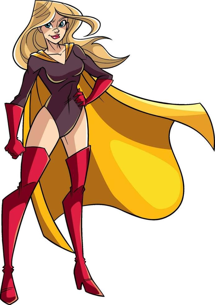 superheroína en pie alto vector