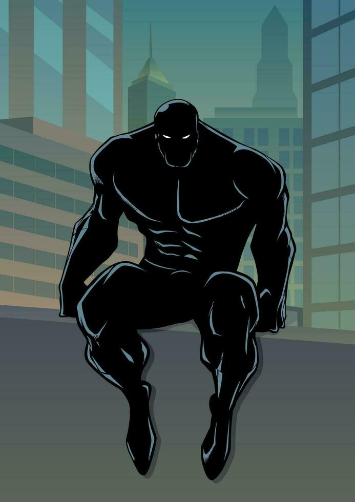 Superhero Sitting on Wall No Cape Silhouette vector