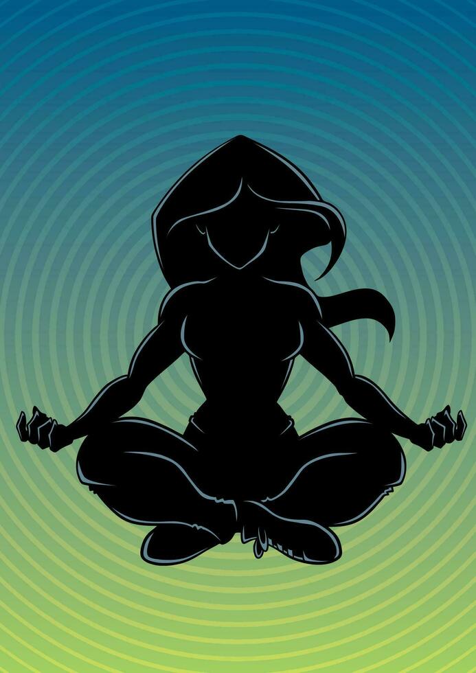 Meditating Woman Background Silhouette vector