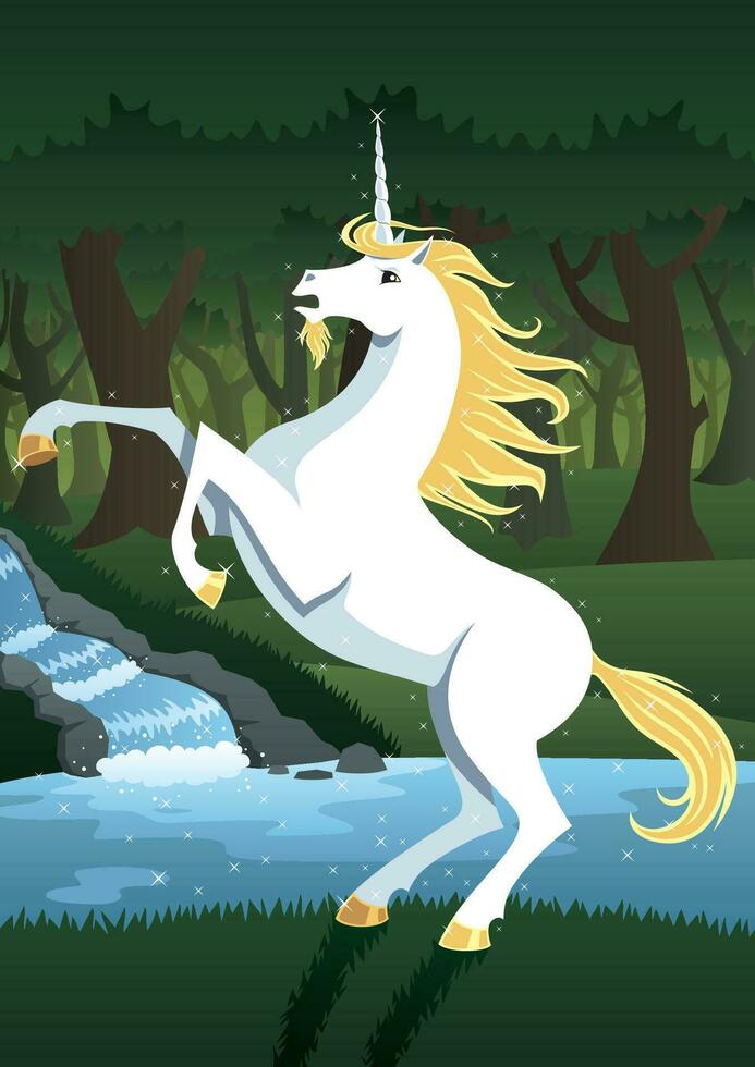 Unicorn in Forest vector