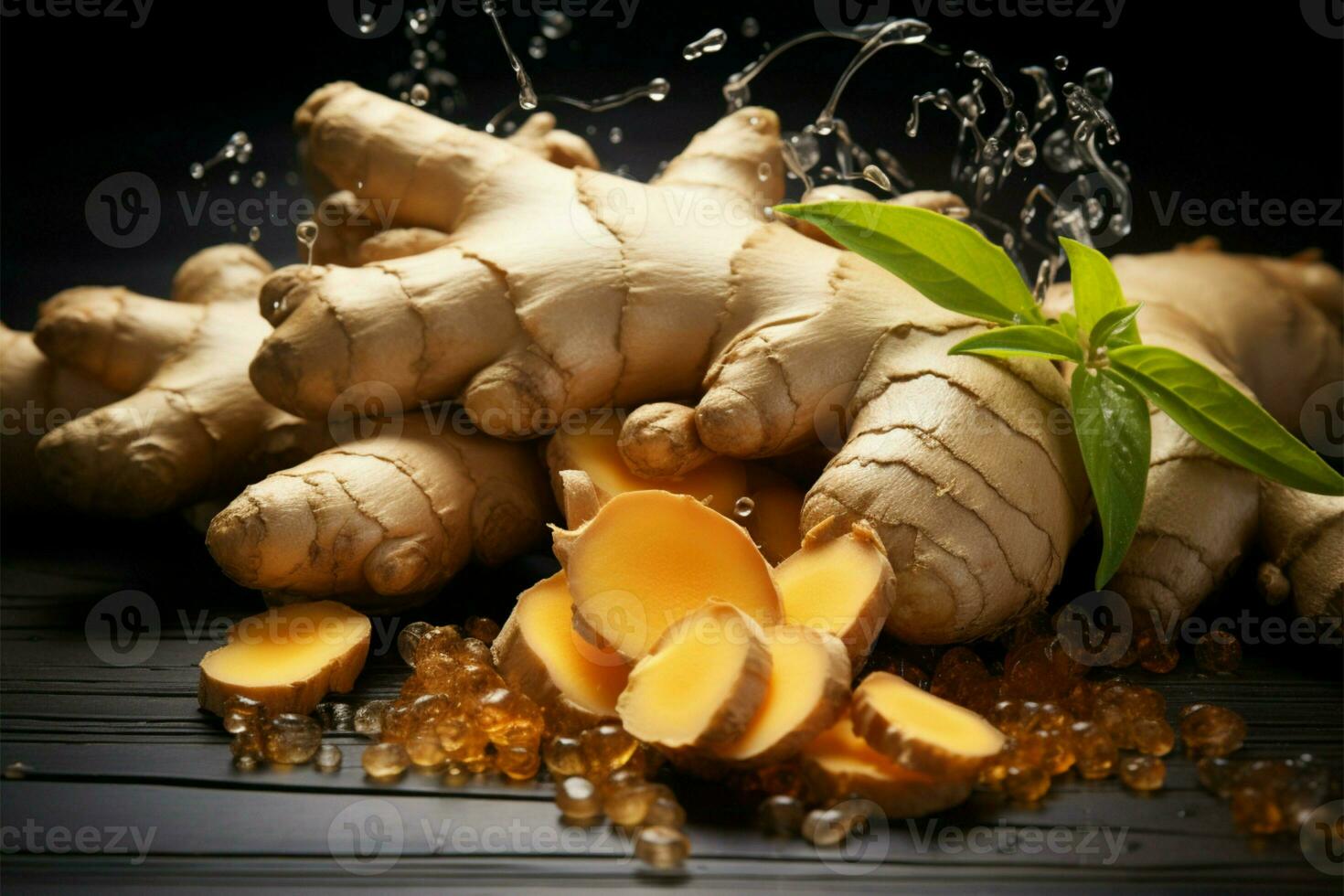 AI generated Nutritional spice Graphic art showcasing the organic ginger root photo