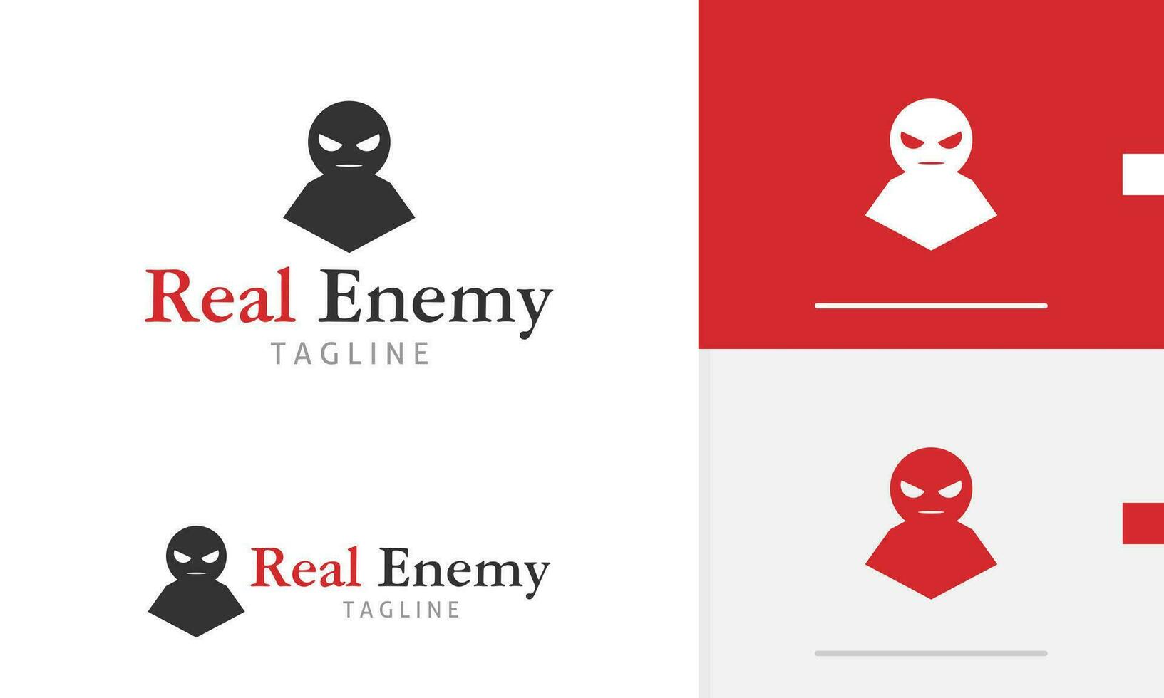 Logo design icon of man spy agent doll mascot character with angry face looking scary and rage vector