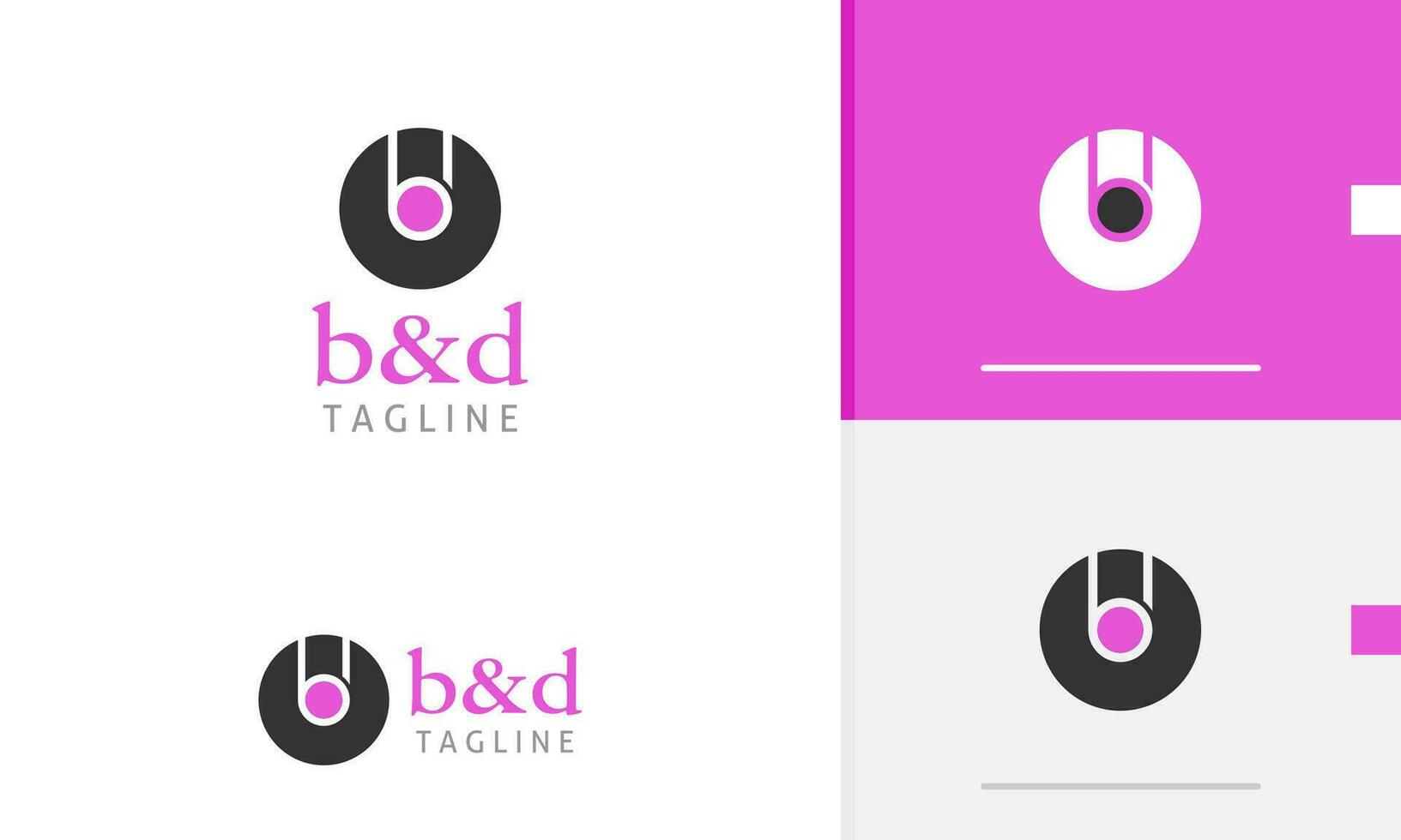 Logo design icon of circle cd disk vinyl with combination letter b d initial music record studio vector